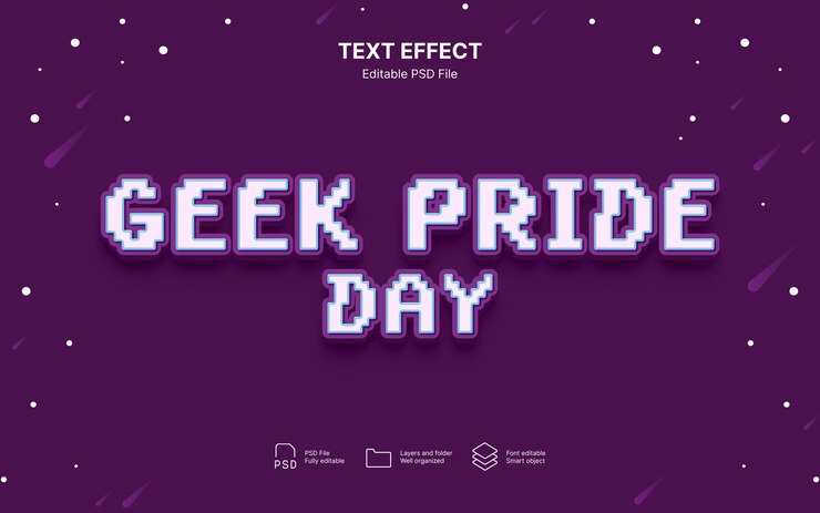 PSD efecto de texto del día del orgullo geek