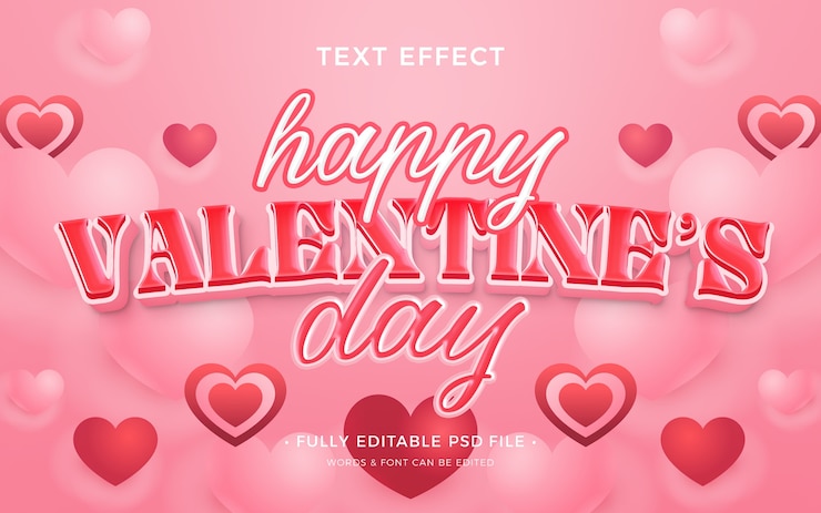 PSD efecto de texto del día de san valentín