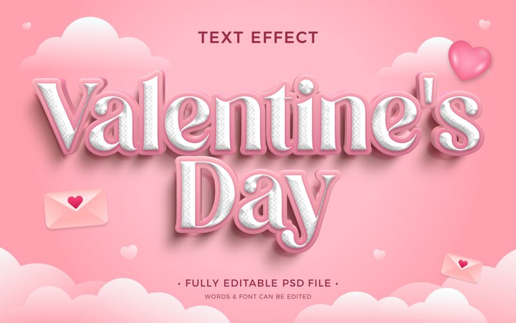 PSD efecto de texto del día de san valentín