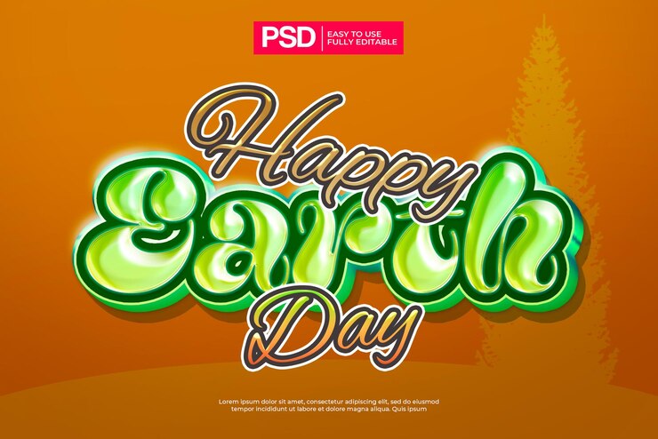 PSD efecto de texto del día de la tierra