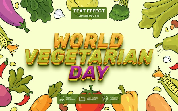 Efecto de texto del día vegetariano mundial