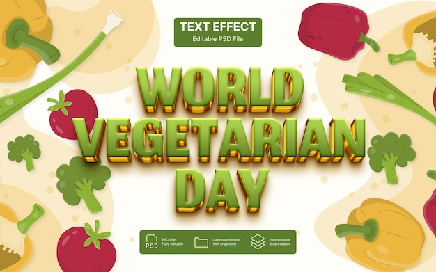 Efecto de texto del día vegetariano mundial