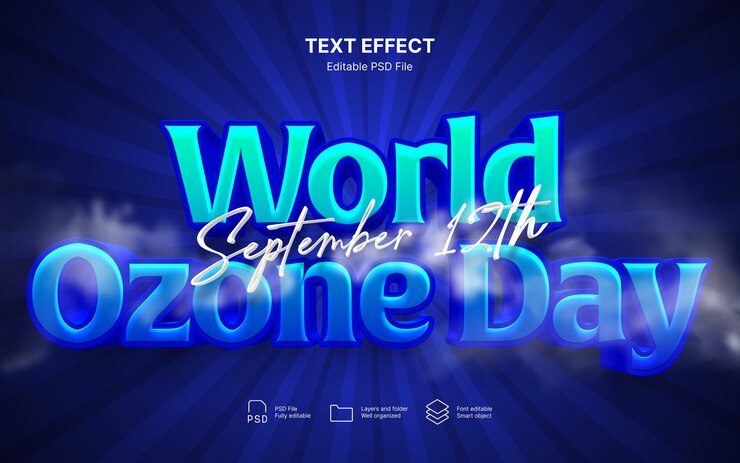 PSD efecto de texto del día de la zona mundial