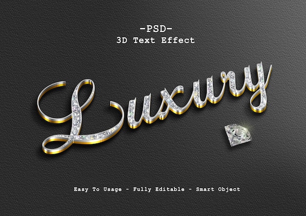 PSD efecto de texto de diamante de lujo 3d