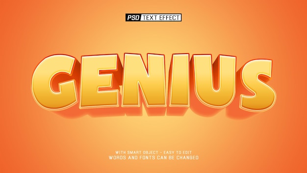 Efecto de texto de dibujos animados 3D genial