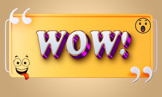 Efecto de texto de dibujos animados 3D de Wao