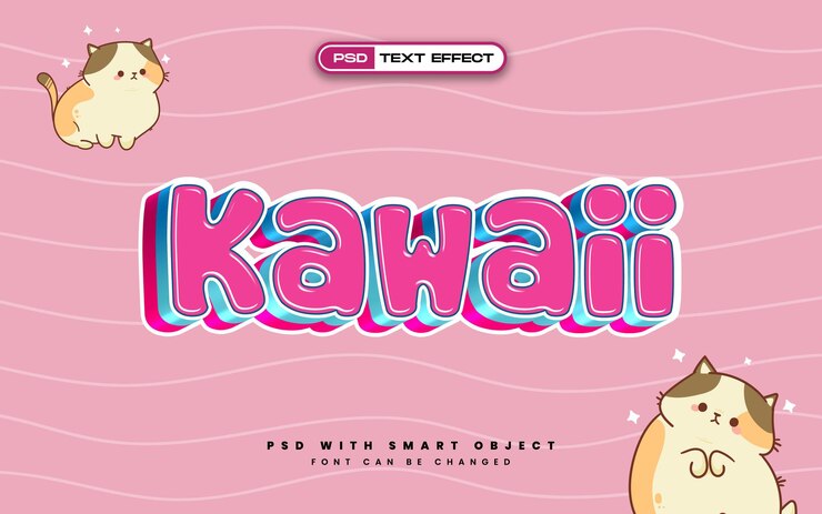 PSD efecto de texto de dibujos animados kawaii