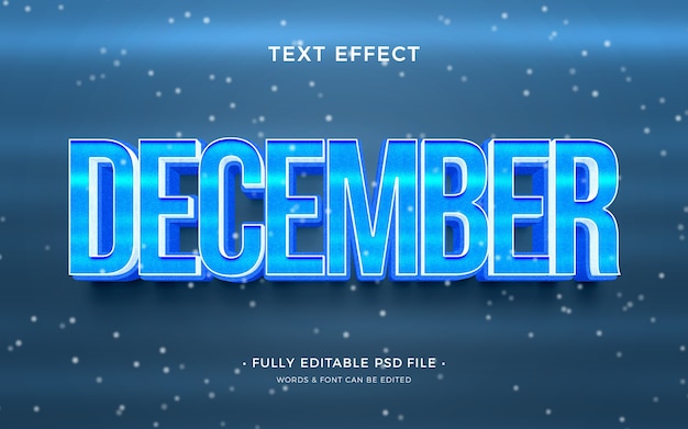 PSD efecto de texto de diciembre