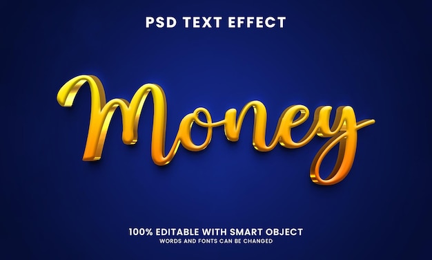 Efecto de texto de dinero de estilo 3d