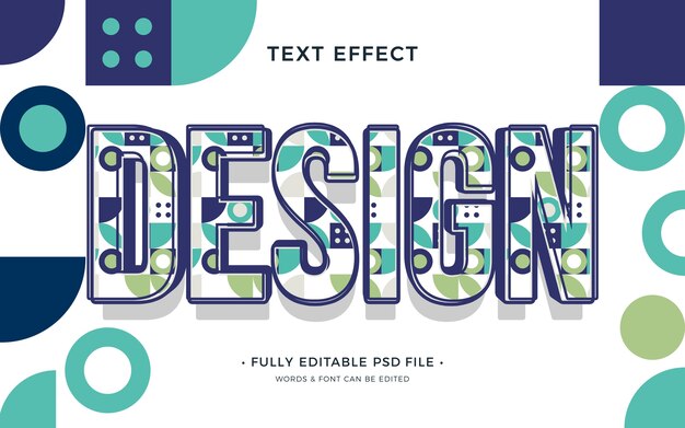 PSD efecto de texto de diseño de formas geométricas.