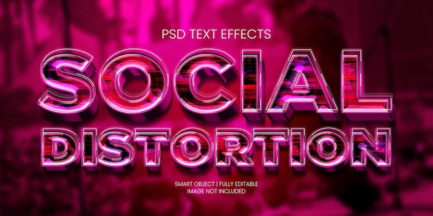 PSD efecto de texto de distorsión social