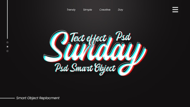 Efecto de texto de domingo Premium PSD