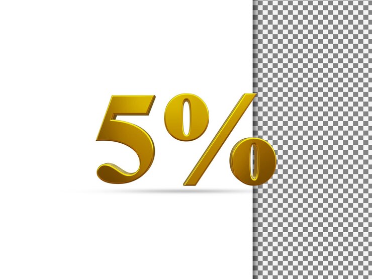 Efecto de texto dorado 3D 5 por ciento