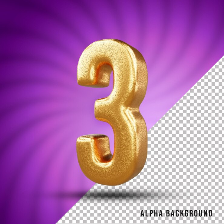 PSD efecto de texto dorado 3d número 3