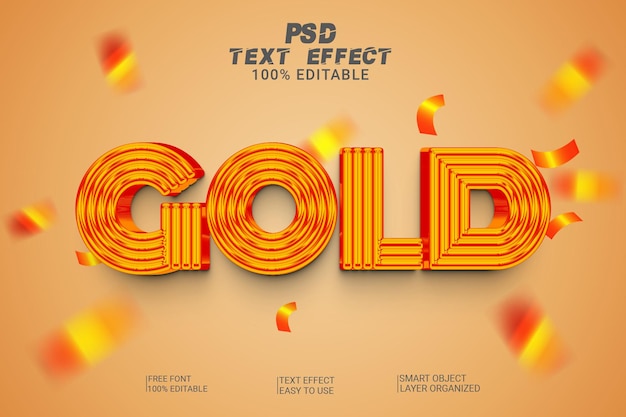Efecto de texto dorado 3d