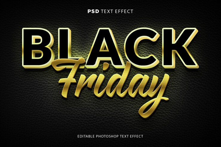 PSD el efecto del texto dorado del black friday para la publicidad