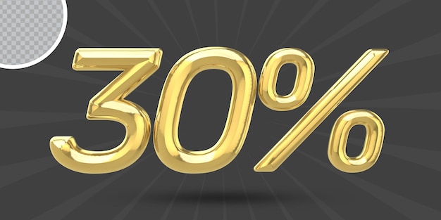 Efecto de texto dorado brillante 3D 30 por ciento