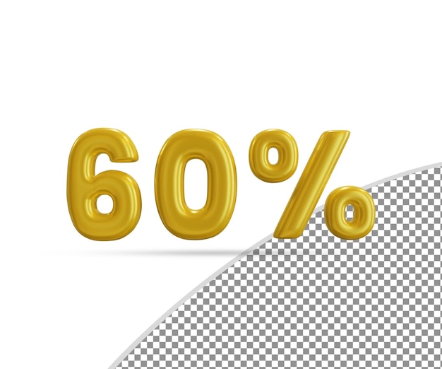 Efecto de texto dorado brillante 3D 60 por ciento