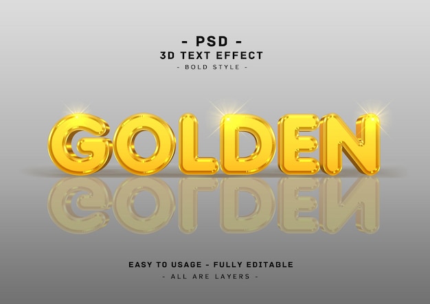 Efecto de texto dorado estilo espejo 3d