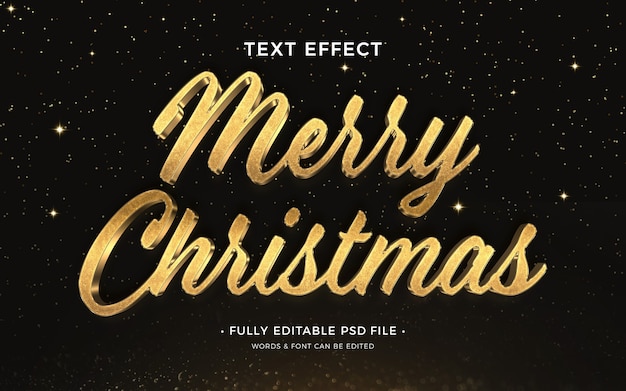 PSD efecto de texto dorado de feliz navidad