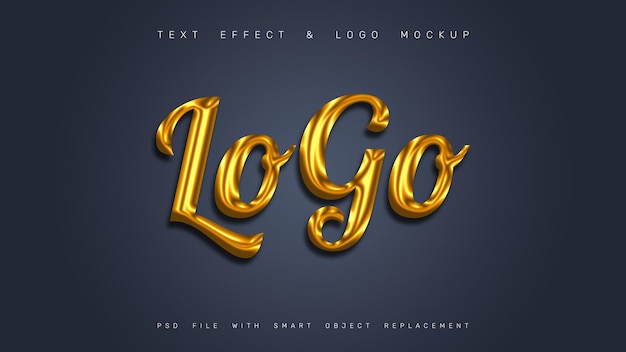 efecto de texto dorado y maqueta de logotipo
