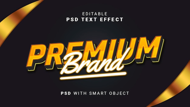 PSD efecto de texto dorado de marca premium