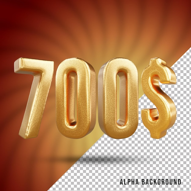 Efecto de texto dorado número 3d de 700 dólares