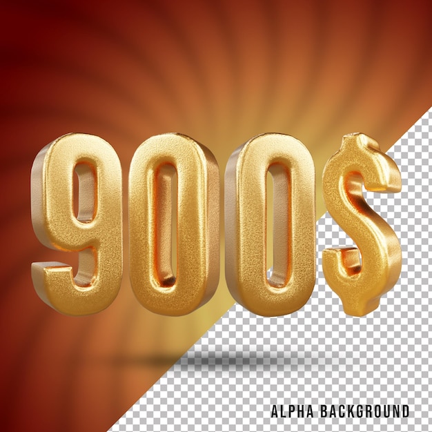 Efecto de texto dorado número 3d de 900 dólares