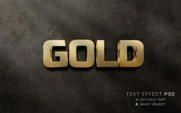 Efecto de texto dorado PSD - Objeto inteligente de texto editable