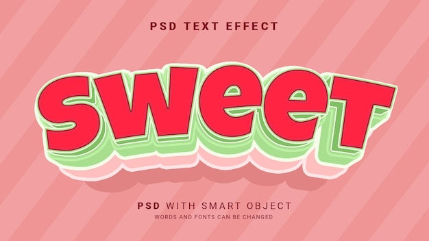 PSD efecto de texto dulce en 3d