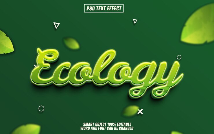 PSD efecto de texto de ecología fuente tipografía editable texto 3d