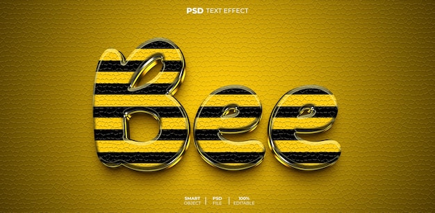 Efecto de texto editable 3D de abeja