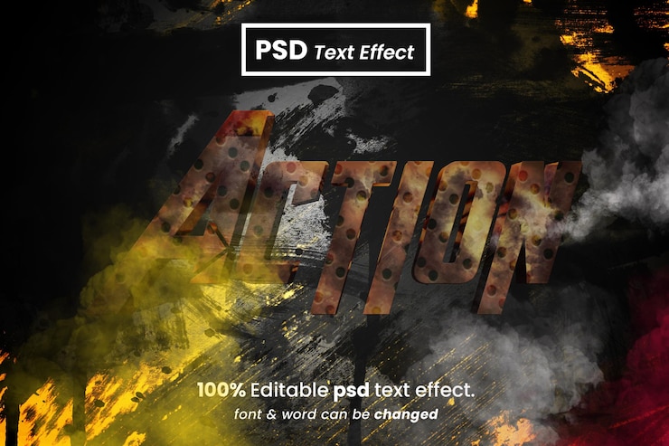 PSD efecto de texto editable 3d de acción