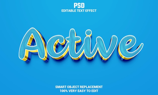 Efecto de texto editable 3d activo con fondo psd premium