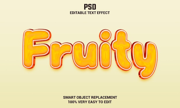 PSD efecto de texto editable 3d afrutado con fondo psd premium