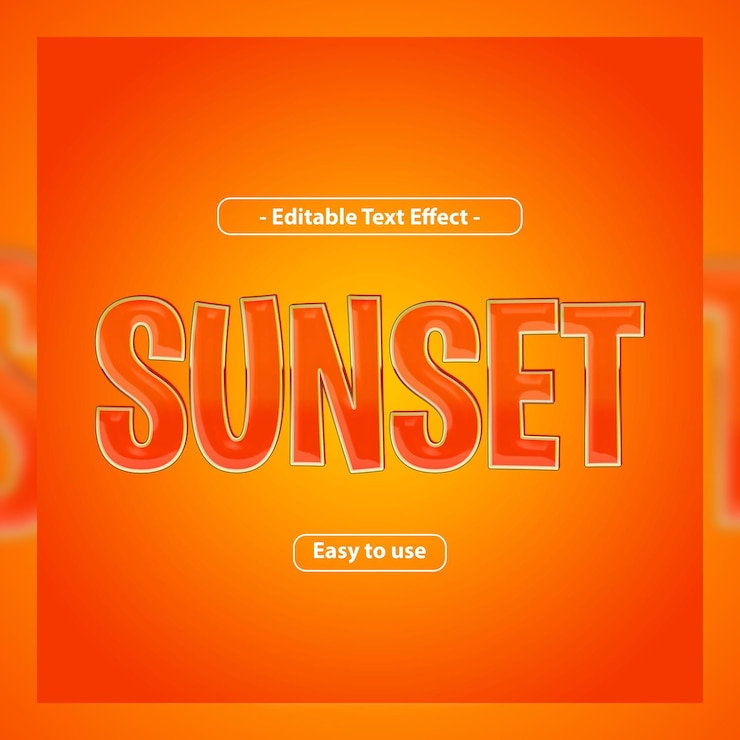 PSD efecto de texto editable 3d al atardecer