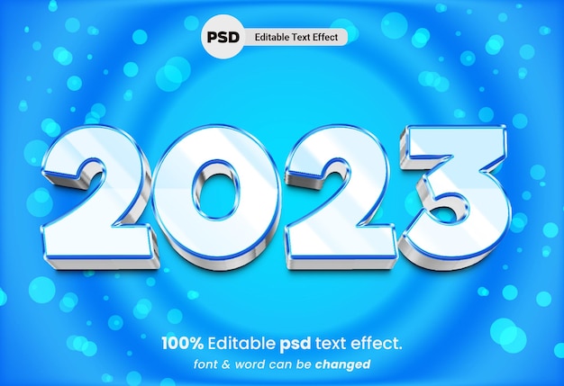 Efecto de texto editable 3d de año nuevo 2023