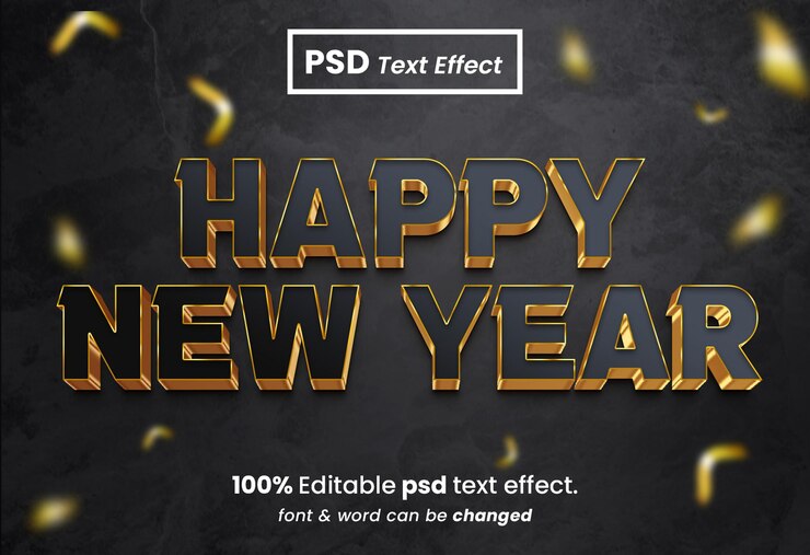 PSD efecto de texto editable 3d de año nuevo 2023