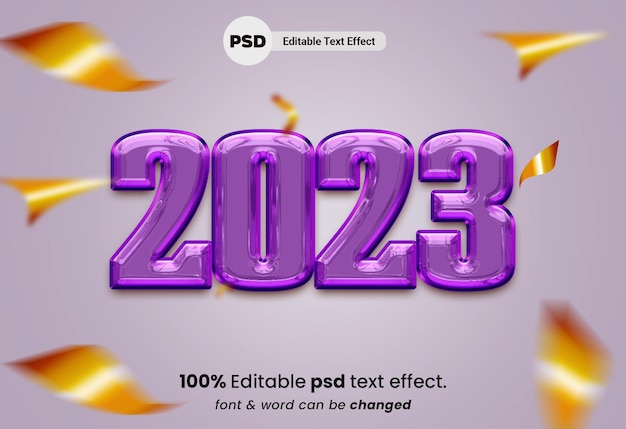 Efecto de texto editable 3D de año nuevo 2023