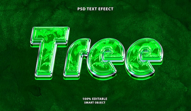 PSD efecto de texto editable en 3d de árbol psd gratuito