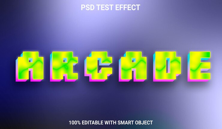 PSD efecto de texto editable 3d arcade psd con fondo