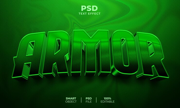 PSD efecto de texto editable 3d de armadura