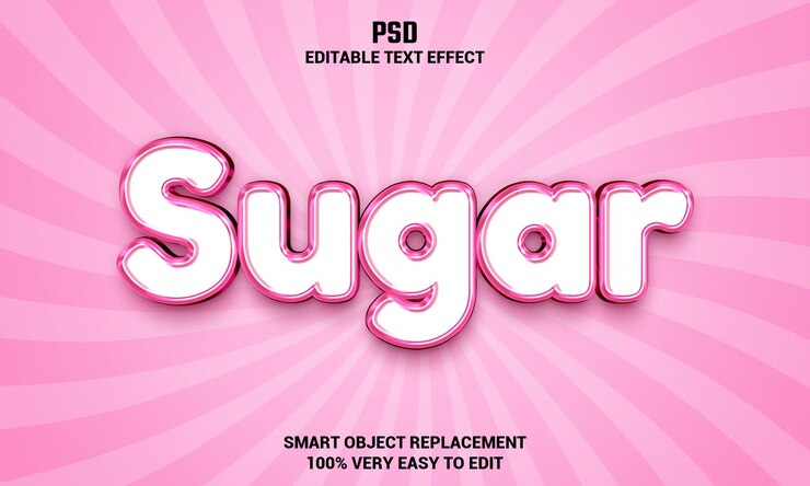 PSD efecto de texto editable 3d de azúcar con fondo psd premium