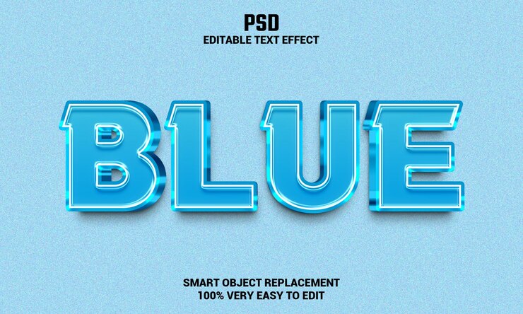 PSD efecto de texto editable 3d azul con fondo psd premium