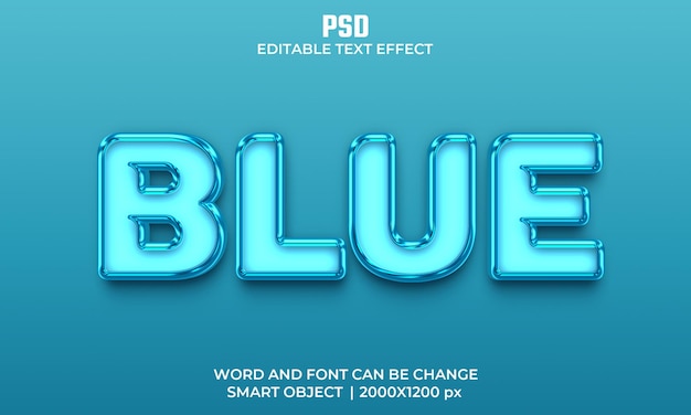 Efecto de texto editable 3d azul Premium Psd con fondo