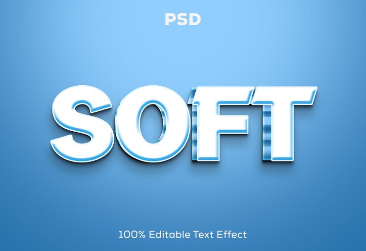 PSD efecto de texto editable en 3d azul suave