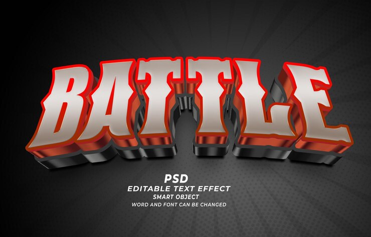 PSD efecto de texto editable en 3d de batttle psd