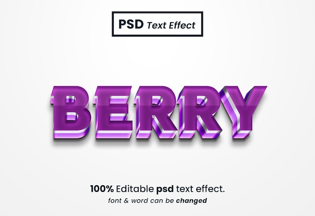 PSD efecto de texto editable 3d de bayas