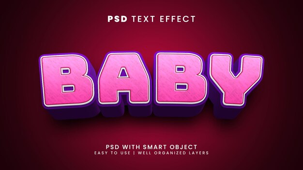 Efecto de texto editable 3d de bebé con estilo de texto feliz y amoroso