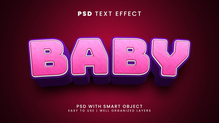 PSD efecto de texto editable 3d de bebé con estilo de texto feliz y amoroso